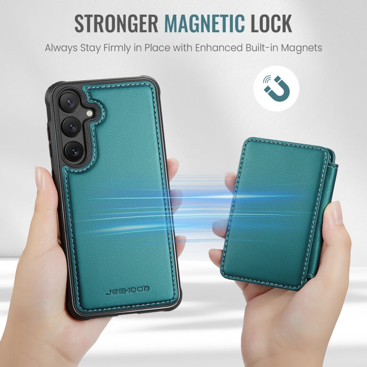 For Samsung Galaxy S23 FE 5G JEEHOOD J05 Business Magnetic Style RFID Leather Phone Case(Blue Green)
