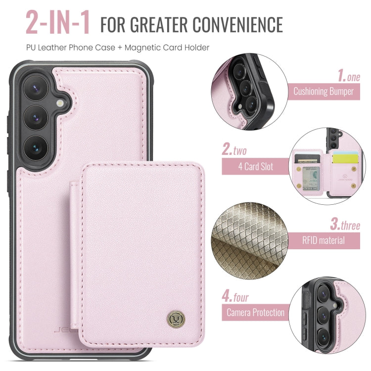 For Samsung Galaxy S23 FE 5G JEEHOOD J05 Business Magnetic Style RFID Leather Phone Case(Pink)