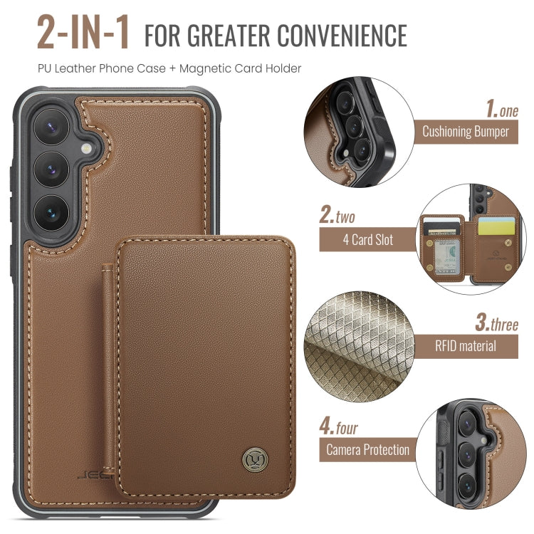 For Samsung Galaxy S23 FE 5G JEEHOOD J05 Business Magnetic Style RFID Leather Phone Case(Brown)