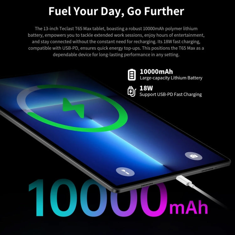 Teclast T65 Max Tablet PC 13 inch, 8GB+256GB,  Android 15 MediaTek Helio G99 Octa Core, 4G LTE Dual SIM