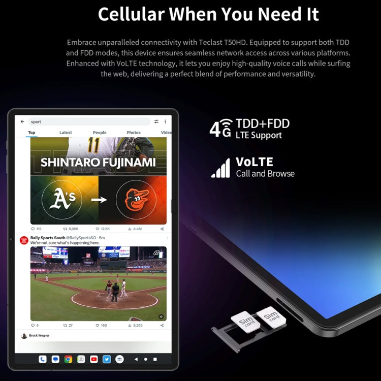 Teclast T50HD Tablet PC 11 inch, 6GB+256GB,  Android 14 Unisoc T606 Octa Core, 4G LTE Dual SIM