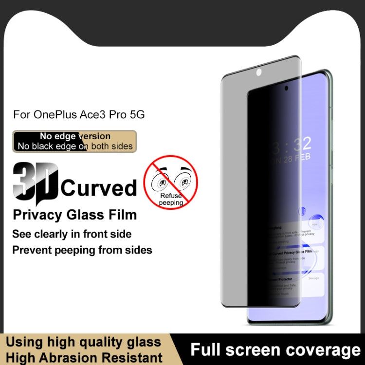 For OnePlus Ace 3 Pro imak No Edge Version 3D Curved Privacy Full Screen Tempered Glass Film
