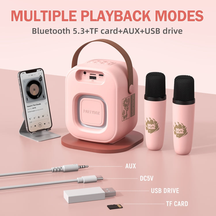 ONIKUMA L7 5W Karaoke Bluetooth Speaker with 2 Microphones(Pink)