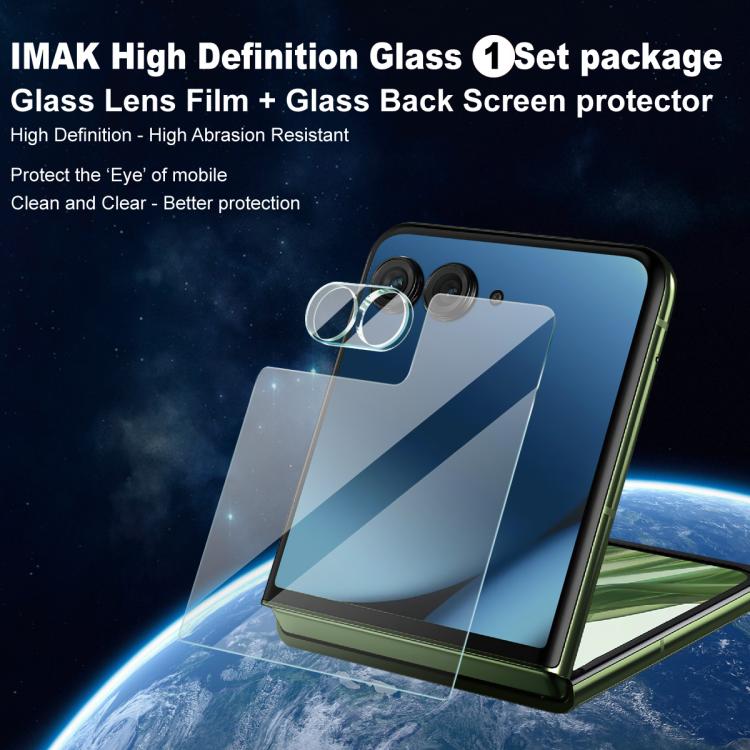 For Motorola Razr 50 Ultra 1 Sets imak Integrated Lens Film + Glass Rear Screen Sticker