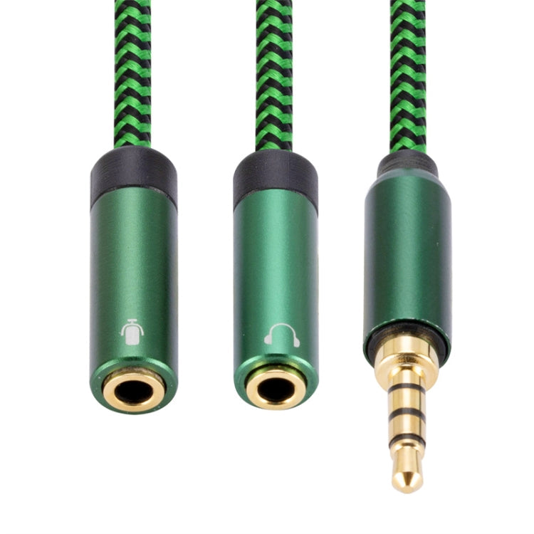 3.5mm Male to Dual 3.5mm Audio + Microphone 2 in 1 Audio Adapter Cable, Length:0.5m(Green)