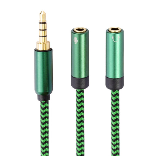 3.5mm Male to Dual 3.5mm Audio + Microphone 2 in 1 Audio Adapter Cable, Length:3m(Green)