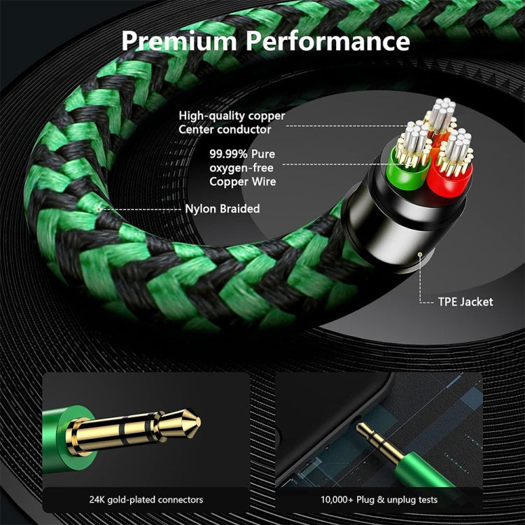 3.5mm Male to Dual 3.5mm Audio + Microphone 2 in 1 Audio Adapter Cable, Length:3m(Green)