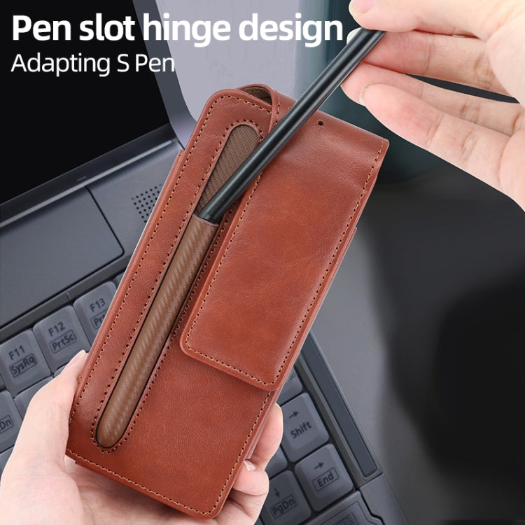 For Samsung Galaxy Z Fold 3 / 4 / 5 / 6 VIETAO Retro Thinking Series PU Shockproof Phone Bag, Without Pen(Brown)