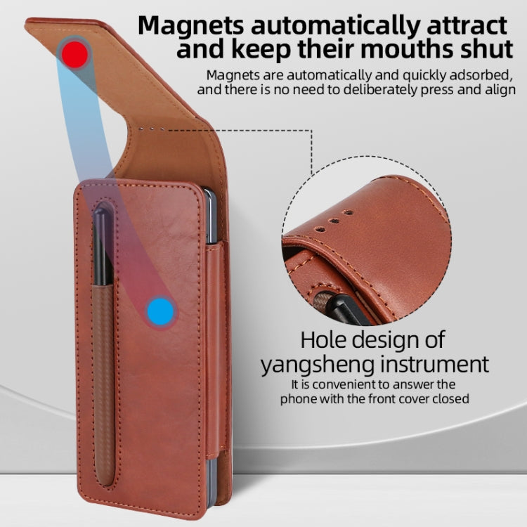 For Samsung Galaxy Z Fold 3 / 4 / 5 / 6 VIETAO Retro Thinking Series PU Shockproof Phone Bag, Without Pen(Brown)
