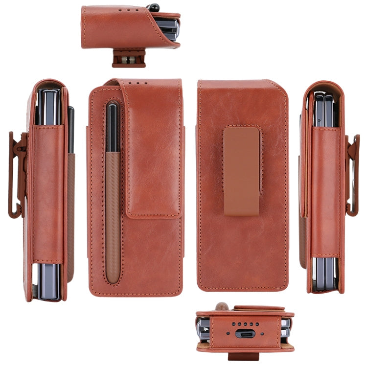 For Samsung Galaxy Z Fold 3 / 4 / 5 / 6 VIETAO Retro Thinking Series PU Shockproof Phone Bag, Without Pen(Brown)
