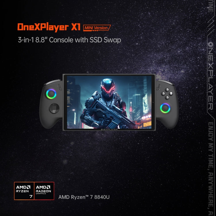 ONE-NETBOOK OneXPlayer X1 mini 8.8 inch Handheld Game Console, 64GB+2TB, Windows 11 AMD Ryzen 7 8840U(Black)