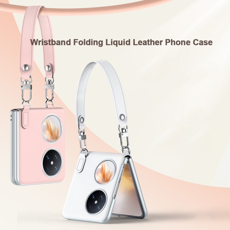 For Huawei Pocket 2 SULADA Skin Feel Liquid Leather Phone Case with Strap(White)