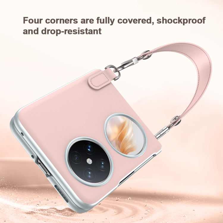 For Huawei Pocket 2 SULADA Skin Feel Liquid Leather Phone Case with Strap(White)