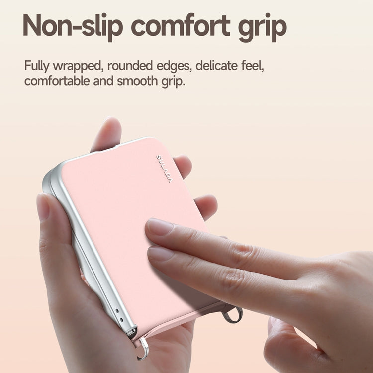 For Samsung Galaxy Z Flip5 SULADA Skin Feel Liquid Leather Phone Case with Strap(White)