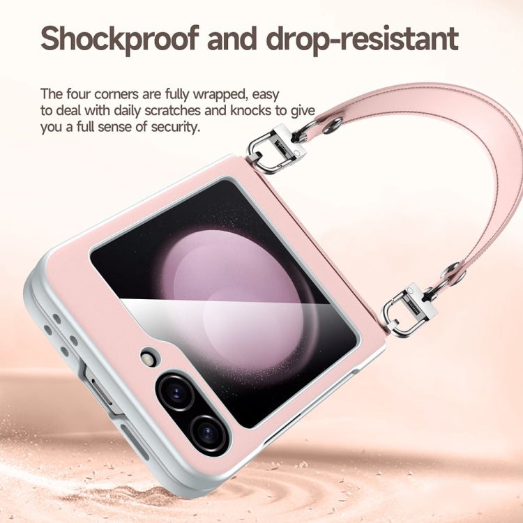 For Samsung Galaxy Z Flip5 SULADA Skin Feel Liquid Leather Phone Case with Strap(Purple)