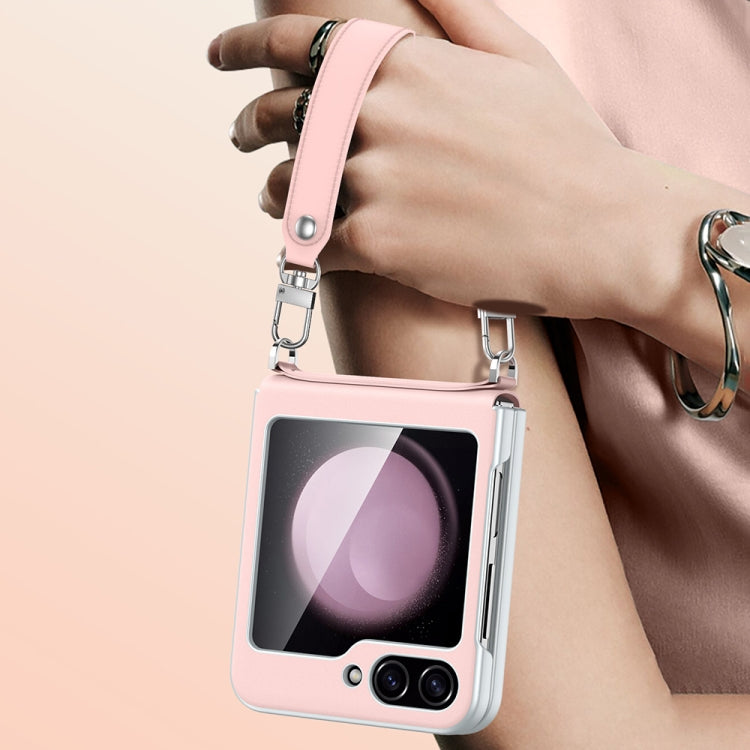 For Samsung Galaxy Z Flip6 / Flip7 FE SULADA Skin Feel Liquid Leather Phone Case with Strap(Black)