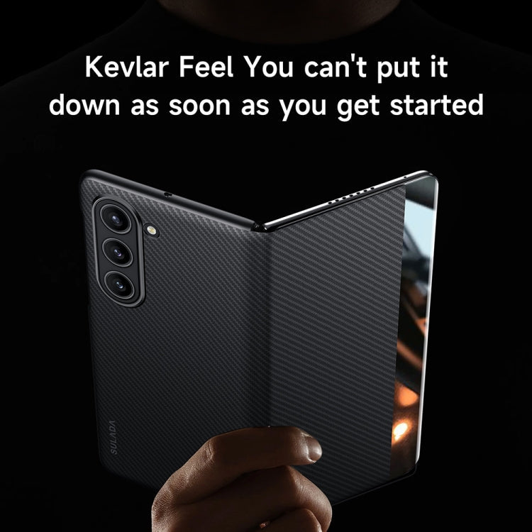 For Samsung Galaxy Z Fold5 SULADA Kevlar 600D Texture Smart Window Leather Phone Case(Black)