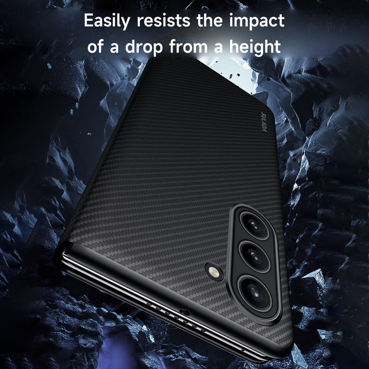 For Samsung Galaxy Z Fold4 SULADA Kevlar 600D Texture Smart Window Leather Phone Case(Black)