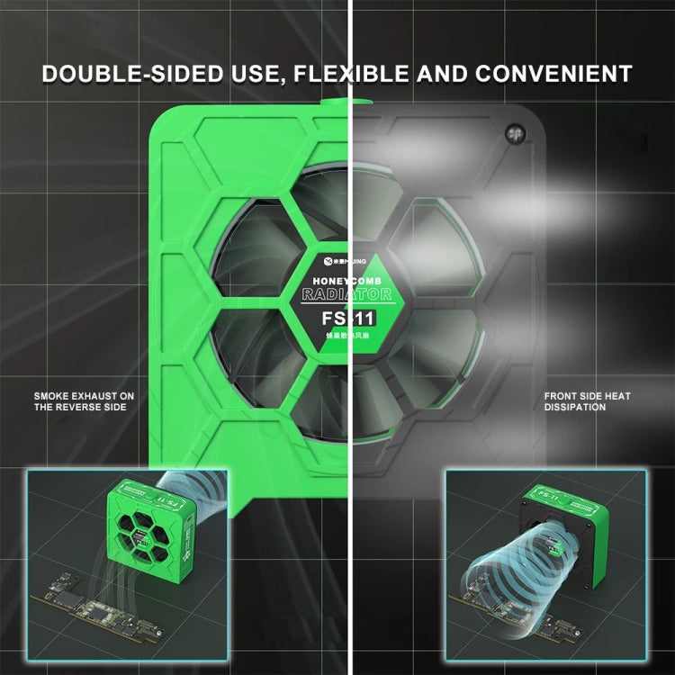 Mijing FS-11 Cooling + UV Curing + Smoke Extraction Honeycomb Radiating Fan(Green)
