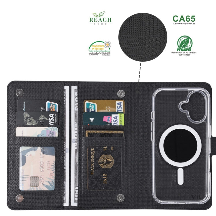 For iPhone 16 ViLi GHA-C Series RFID MagSafe Magnetic Flip Leather Phone Case(Black)