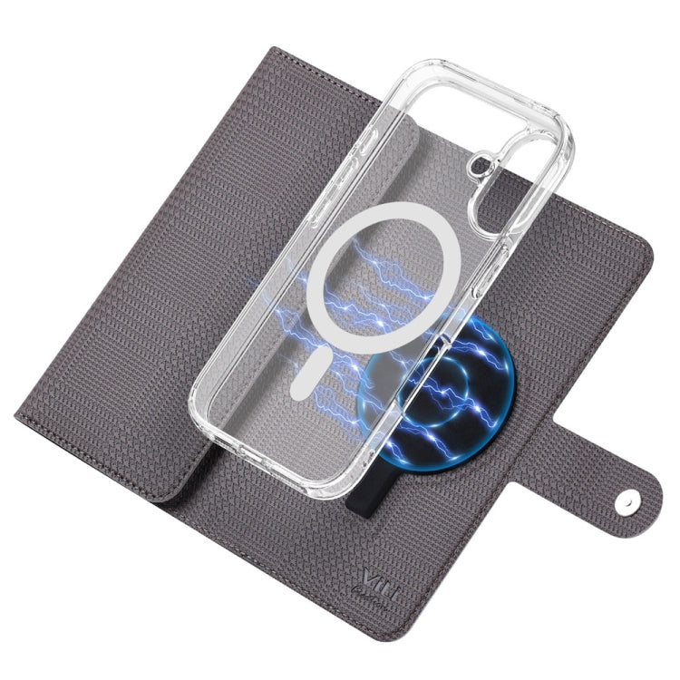 For iPhone 15 ViLi GHA-C Series RFID MagSafe Magnetic Flip Leather Phone Case(Grey)