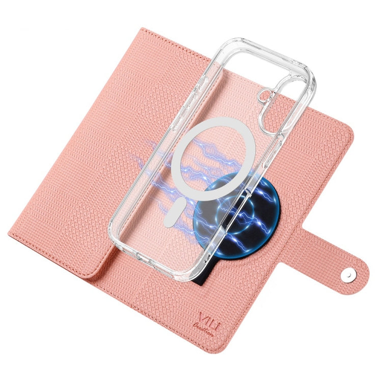 For iPhone 15 ViLi GHA-C Series RFID MagSafe Magnetic Flip Leather Phone Case(Pink)