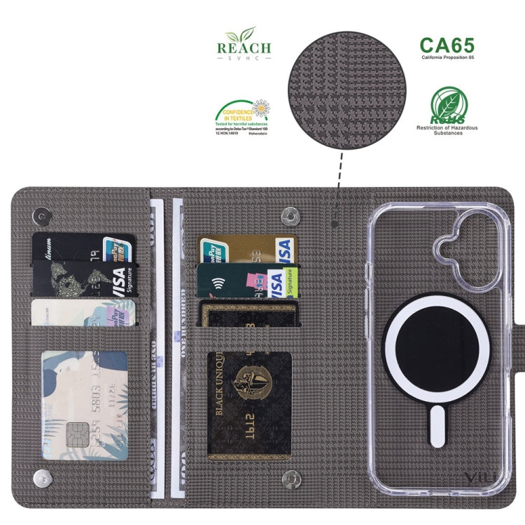For iPhone 15 Plus ViLi GHA-C Series RFID MagSafe Magnetic Flip Leather Phone Case(Grey)