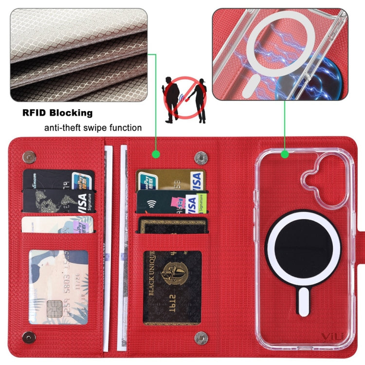 For iPhone 15 Pro ViLi GHA-C Series RFID MagSafe Magnetic Flip Leather Phone Case(Red)