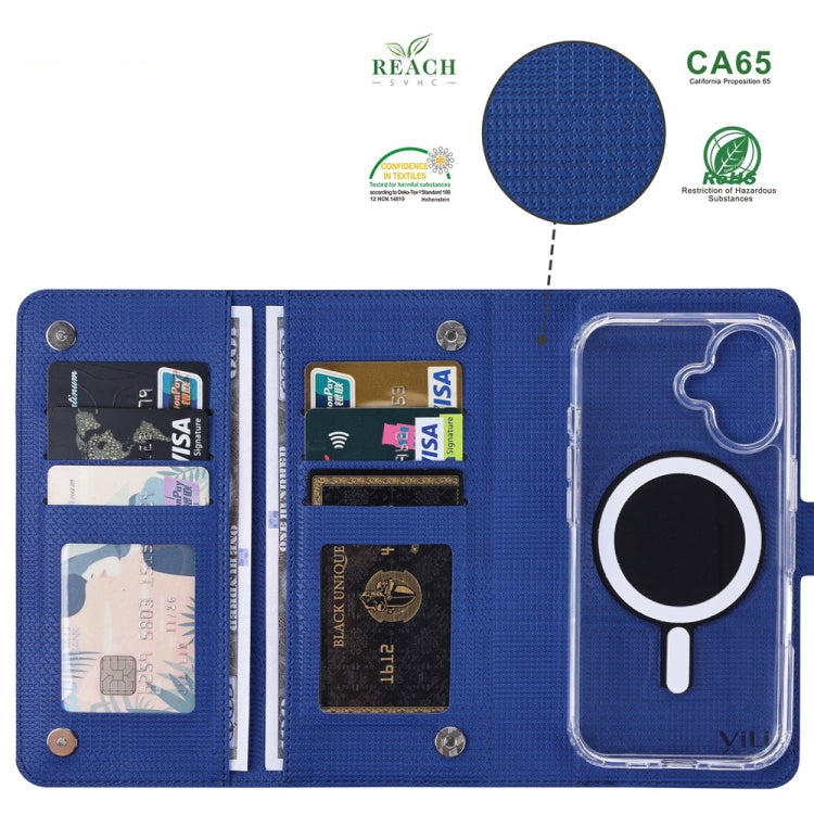 For iPhone 14 ViLi GHA-C Series RFID MagSafe Magnetic Flip Leather Phone Case(Blue)