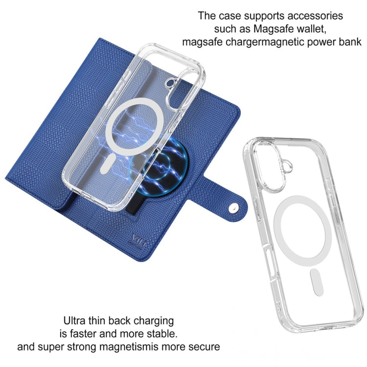 For iPhone 14 ViLi GHA-C Series RFID MagSafe Magnetic Flip Leather Phone Case(Blue)