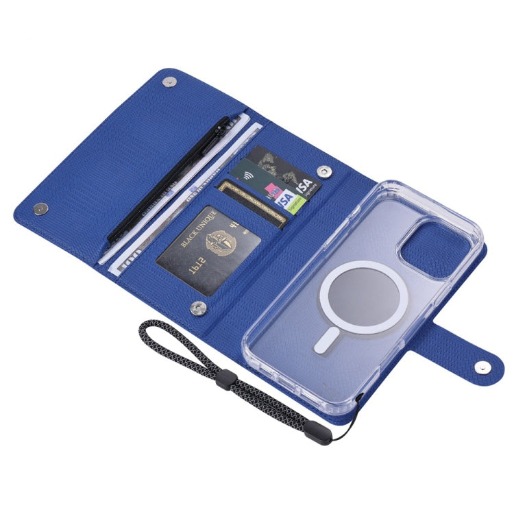 For iPhone 16 Plus ViLi GHB-C Series RFID MagSafe Magnetic Flip Leather Phone Case(Blue)