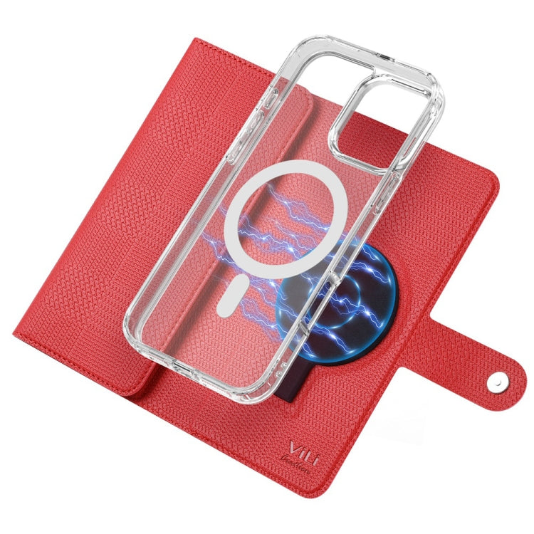 For iPhone 16 Pro Max ViLi GHB-C Series RFID MagSafe Magnetic Flip Leather Phone Case(Red)