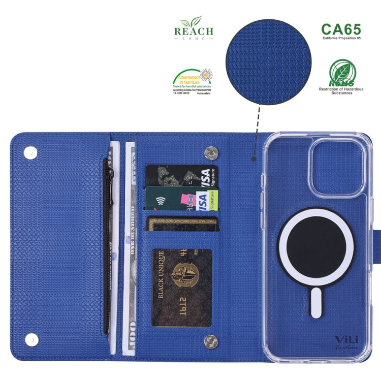 For iPhone 15 Plus ViLi GHB-C Series RFID MagSafe Magnetic Flip Leather Phone Case(Blue)