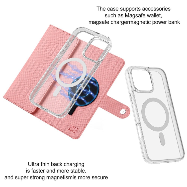 For iPhone 15 Pro Max ViLi GHB-C Series RFID MagSafe Magnetic Flip Leather Phone Case(Pink)