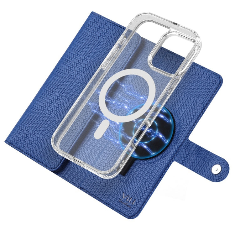 For iPhone 14 Pro ViLi GHB-C Series RFID MagSafe Magnetic Flip Leather Phone Case(Blue)