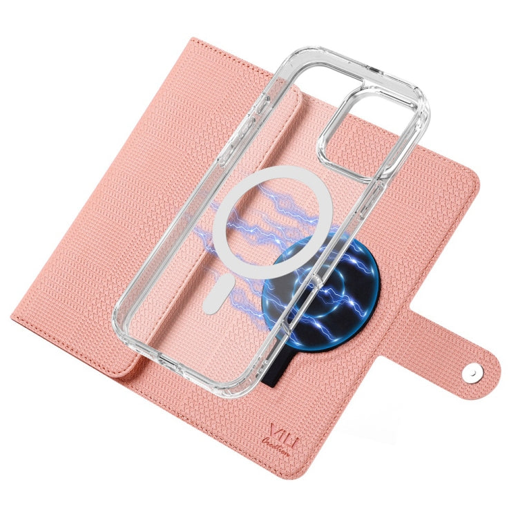 For iPhone 13 Pro ViLi GHB-C Series RFID MagSafe Magnetic Flip Leather Phone Case(Pink)