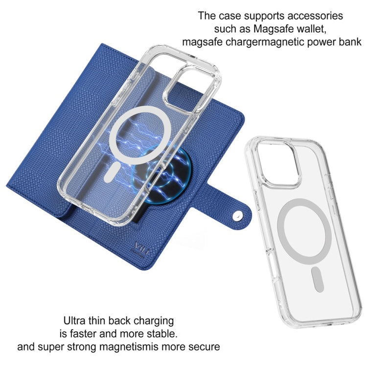 For iPhone 13 ViLi GHB-C Series RFID MagSafe Magnetic Flip Leather Phone Case(Blue)