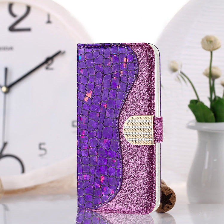Laser Glitter Powder Matching Crocodile Texture Horizontal Flip Leather Case with Card Slots & Holder & Wallet, For iPhone 12 mini, For iPhone 12 Pro Max, For Samsung Galaxy Note20, For Samsung Galaxy Note20 Ultra, For Samsung Galaxy A21s