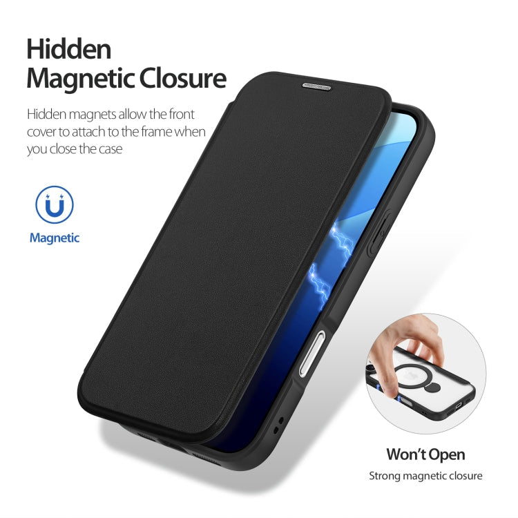 For iPhone 16 Pro DUX DUCIS Skin X Pro Series MagSafe Ring Holder Leather Phone Case(Black)