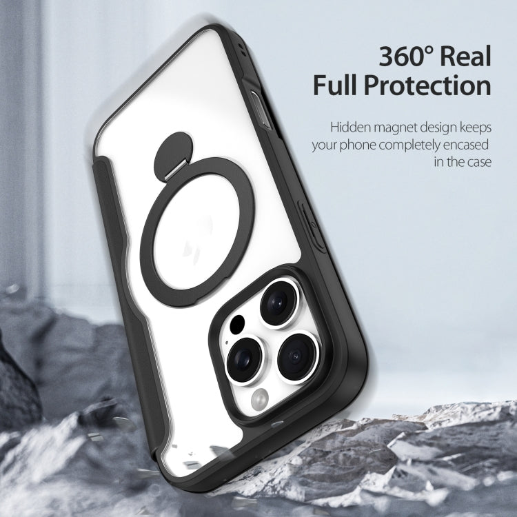 For iPhone 16 Pro DUX DUCIS Skin X Pro Series MagSafe Ring Holder Leather Phone Case(Black)