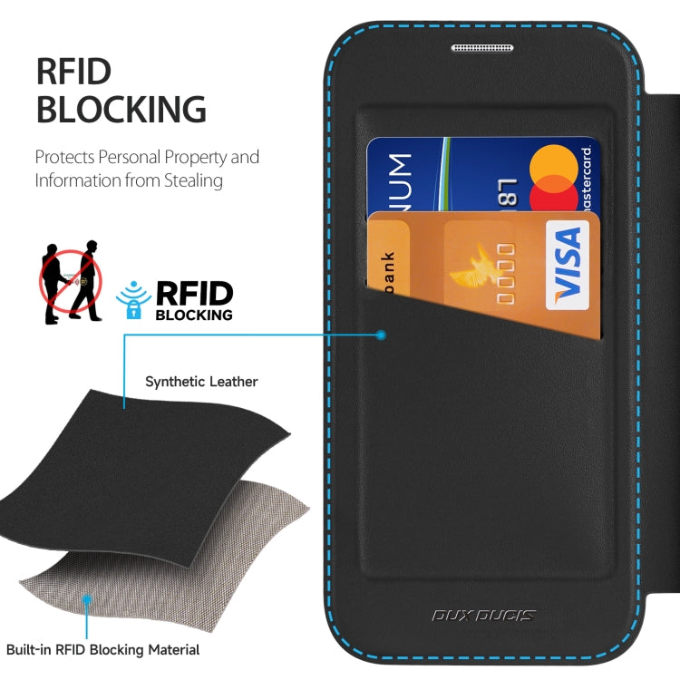 For iPhone 16 DUX DUCIS Skin X Pro Series MagSafe Ring Holder Leather Phone Case(Black)