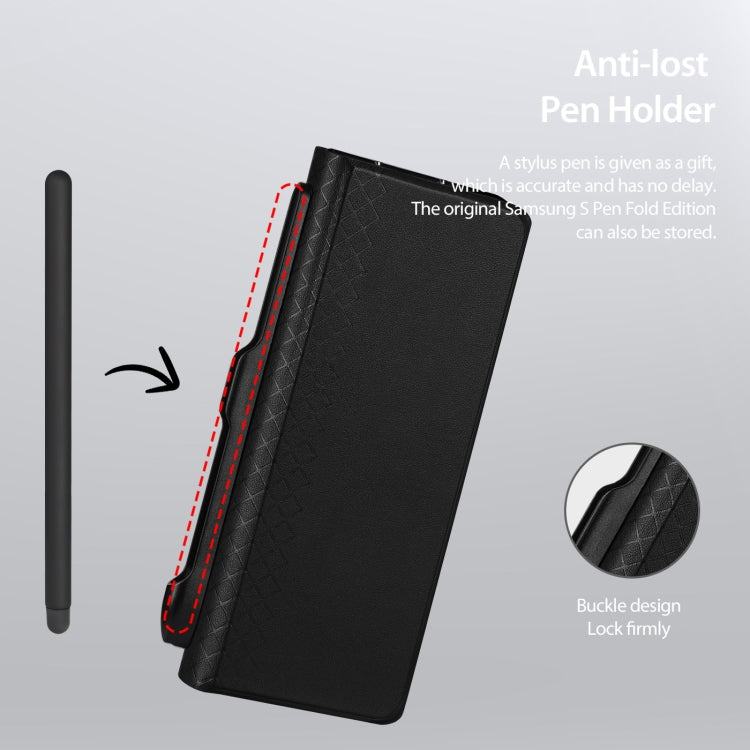 For Samsung Galaxy Z Fold Special DUX DUCIS Bril Series PU + TPU Phone Case with Pen Slot(Black)