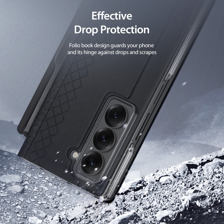 For Samsung Galaxy Z Fold Special DUX DUCIS Bril Series PU + TPU Phone Case with Pen Slot(Black)