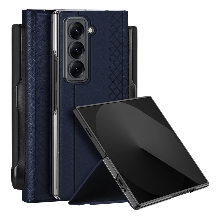 For Samsung Galaxy Z Fold Special DUX DUCIS Bril Series PU + TPU Phone Case with Pen Slot(Blue)