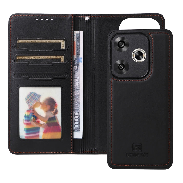 For Redmi Turbo 3 BETOPNICE BN-005 2 in 1 Detachable Imitate Genuine Leather Phone Case(Black)