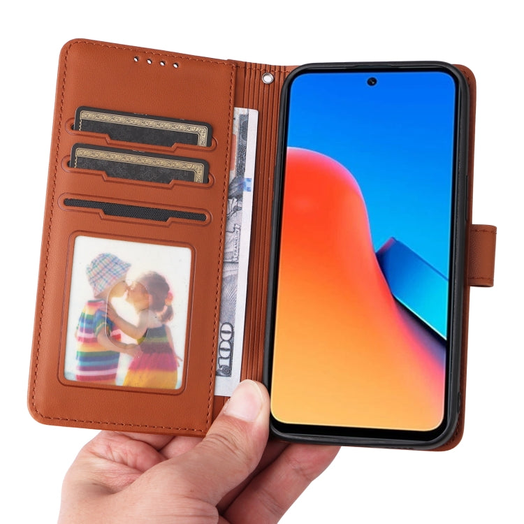 For Redmi 12 4G BETOPNICE BN-005 2 in 1 Detachable Imitate Genuine Leather Phone Case(Brown)