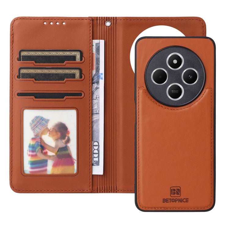 For Redmi 14C 4G BETOPNICE BN-005 2 in 1 Detachable Imitate Genuine Leather Phone Case(Brown)