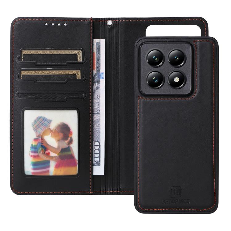 For Xiaomi 14T Pro BETOPNICE BN-005 2 in 1 Detachable Imitate Genuine Leather Phone Case(Black)