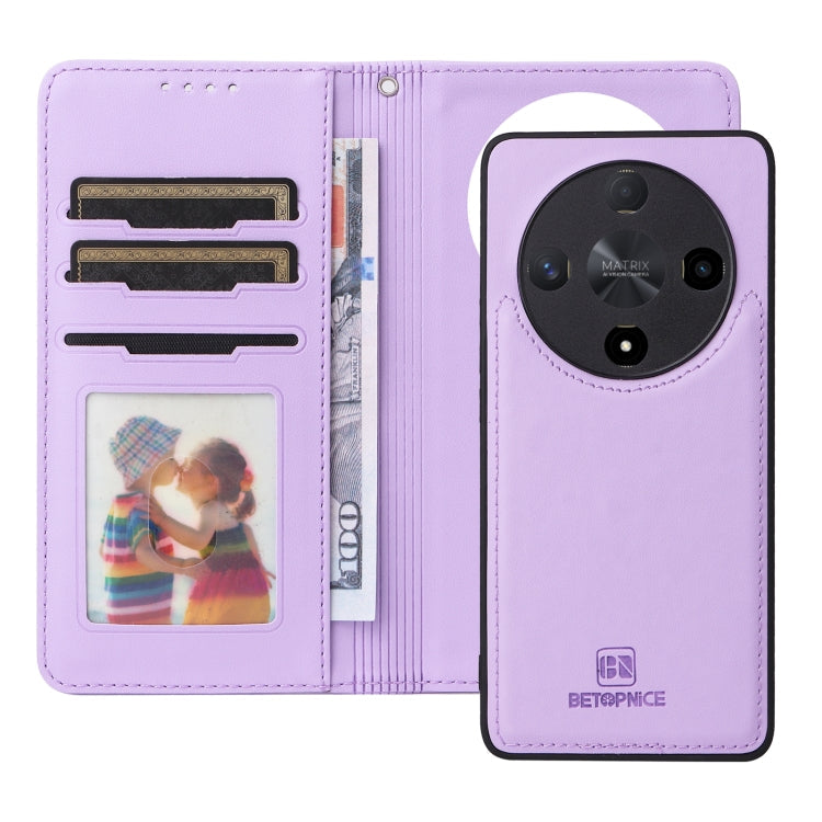 For Honor X9b BETOPNICE BN-005 2 in 1 Detachable Imitate Genuine Leather Phone Case(Light Purple)