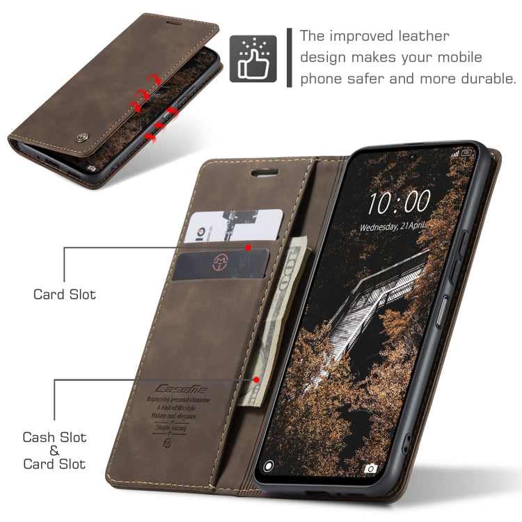 For Redmi 13 CaseMe 013 Multifunctional Horizontal Flip Leather Phone Case(Coffee)